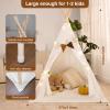 KetieStory Kids Play Tent Set  Portable Teepee Tent for Toddlers with Mat & Star Lights, Washable and Foldable Indoor Play House for Baby Aging 1-3 as Reading Nook & Room Decor view 2