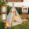 KetieStory Kids Play Tent Set  Portable Teepee Tent for Toddlers with Mat & Star Lights, Washable and Foldable Indoor Play House for Baby Aging 1-3 as Reading Nook & Room Decor view 4