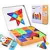 JoxSaxin 56PCS Mini Magnetic Tiles, Portable Magnetic Toy Travel Set for Kids, Includes Iron Storage Box, Puzzle Toy for Boys and Girls Ages 3+, Creative Building Toy Set, Holiday view 1