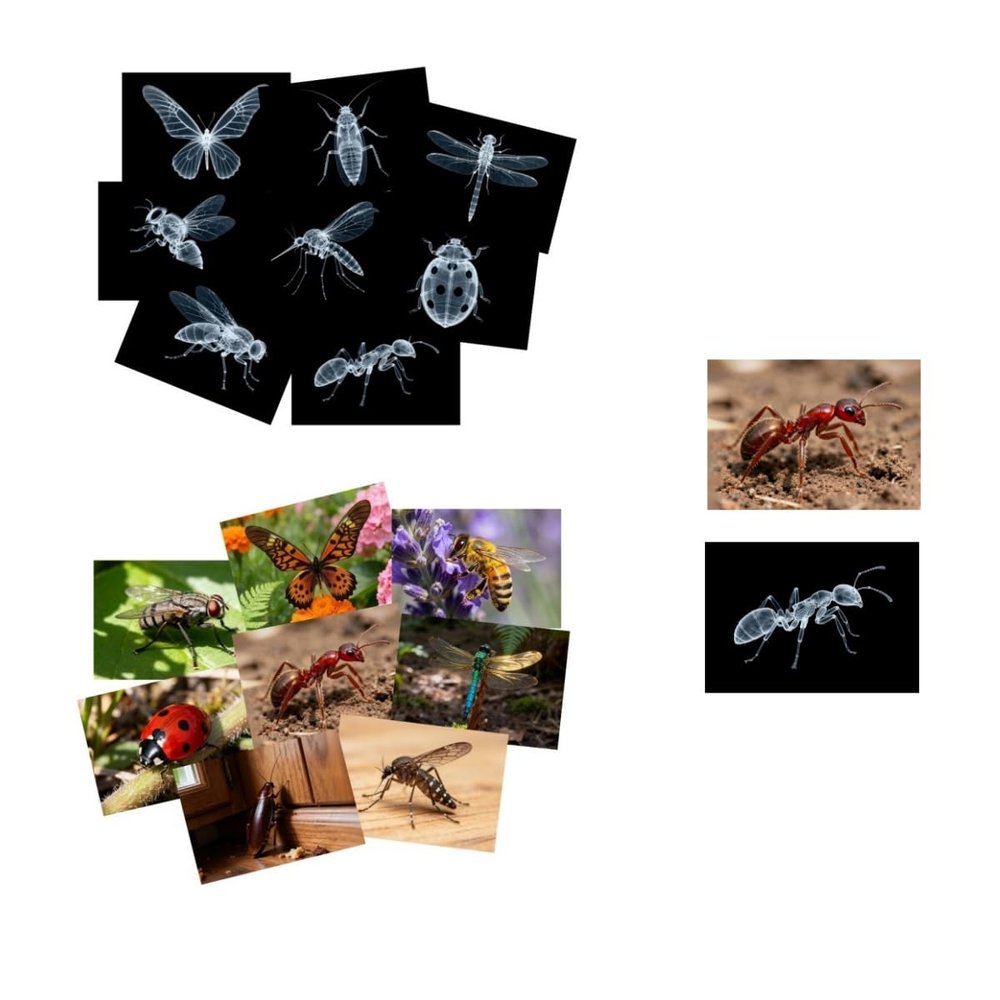 16 Animal X-Ray Set, Educational Science Kit for Kids to Explore Bone Structures for Lightstand Accessories, Light and Shadow Areas (Insect Series)