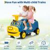 12V Ride on Train Trackless, 2 Seater Kids Ride on Toy Licensed by CHUGGINGTON with Removable Storage Chair, Light, Music, Rubber Wheels, Kids Electric Car for Boys Girls 3+ (Without Carriage)-Blue view 4