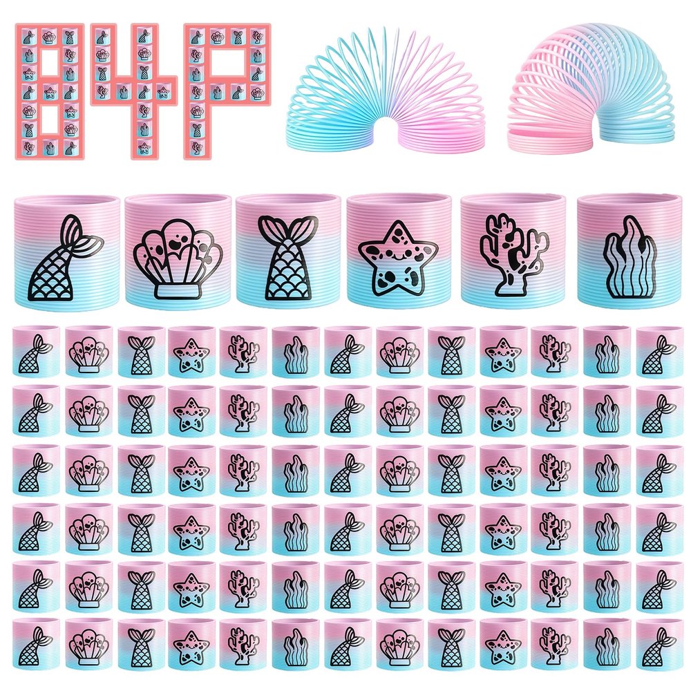 Cocurb 84 Pack Mini Ocean Spring Party Favors for Kids 4-8, Bulk Magic Fidget Stress Coil Toys for Carnival Prize, Birthday Goodie Bag Stuffers,Classroom Prize for Boys Girls 8-12