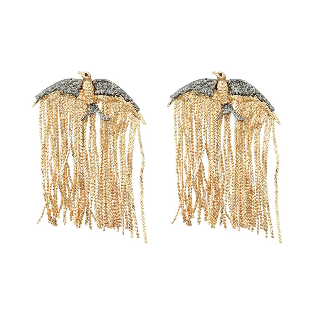 6.8 * 4.8cm Retro Tassel Alloy Animal Earrings,golden,6.8 * 4.8cm