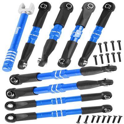 hopsupRC RC Adjustable Turnbuckles Links Upgrades Part for 1/16 Mini Slash 70054-1 RC Car.Front & Rear Aluminium Adjustable Turnbuckles Camber Toe Link Hops Up.Navy Blue