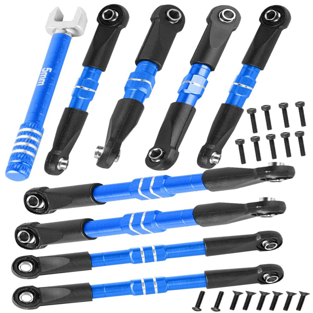 hopsupRC RC Adjustable Turnbuckles Links Upgrades Part for 1/16 Mini Slash 70054-1 RC Car.Front & Rear Aluminium Adjustable Turnbuckles Camber Toe Link Hops Up.Navy Blue