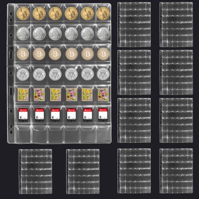 462 Pockets Coin Collection Pages,11 Sheets Standard 9 Hole Pocket Inserts for Binder,Holds 42 Coins per Page for Penny Nickel Dime Quarter,Clear Collecting Supplies for Stamp Badge