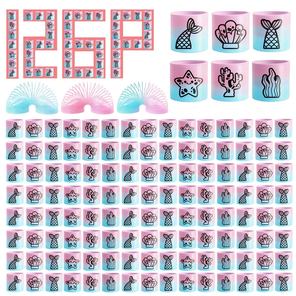 Cocurb 126 Pack Mini Ocean Spring Party Favors for Kids 4-8, Bulk Magic Fidget Stress Coil Toys for Carnival Prize, Birthday Goodie Bag Stuffers,Classroom Prize for Boys Girls 8-12