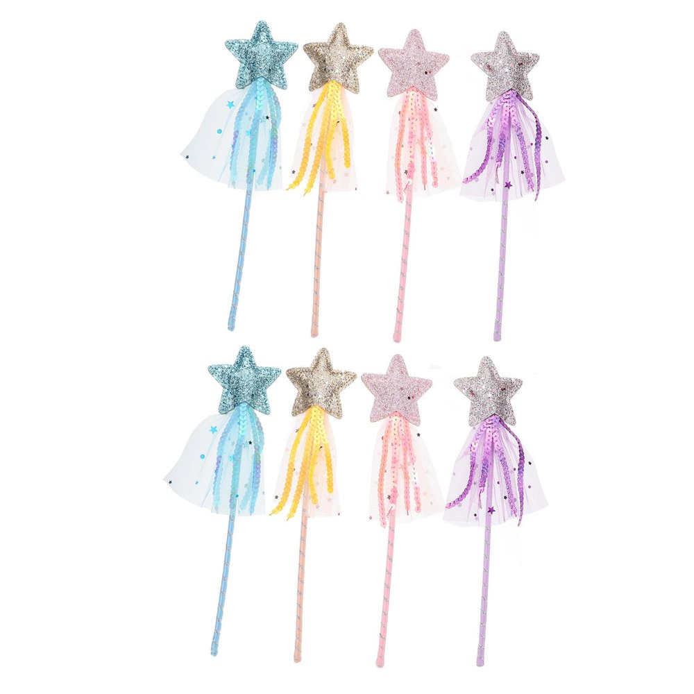 COOLHIYA 8pcs Magical Fairy Wands for Star-Shaped Safe Non-Toxic Material for Creative Play and Costume Accessories