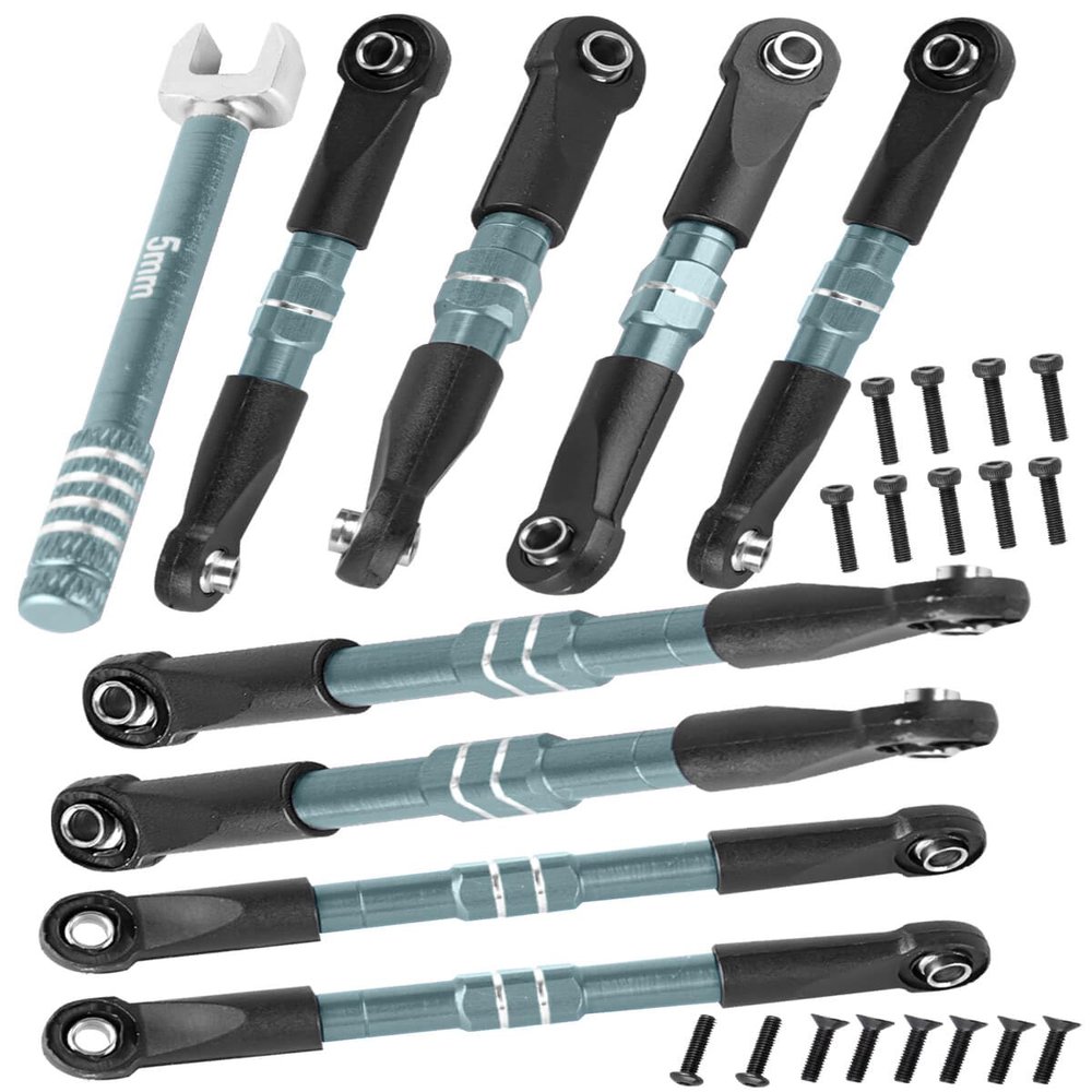 hopsupRC RC Adjustable Turnbuckles Links Upgrades Part for 1/16 Mini Slash 70054-1 RC Car.Front & Rear Aluminium Adjustable Turnbuckles Camber Toe Link Hops Up.Titanium