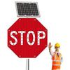 Solar Power Stop Flashing Traffic Signs,Octagon Rust-Proof Stop Sign,Egp Reflective Film,Aluminum Reflective Flashing Stop Signs,for Lighted Illumanated Led Light Traffic Road Signs 80 * 80cm(32in) view 1