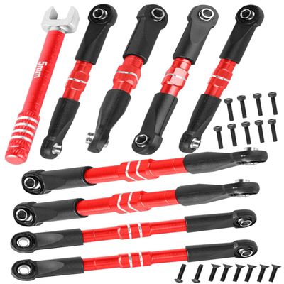 hopsupRC RC Adjustable Turnbuckles Links Upgrades Part for 1/16 Mini Slash 70054-1 RC Car.Front & Rear Aluminium Adjustable Turnbuckles Camber Toe Link Hops Up.Red