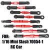 hopsupRC RC Adjustable Turnbuckles Links Upgrades Part for 1/16 Mini Slash 70054-1 RC Car.Front & Rear Aluminium Adjustable Turnbuckles Camber Toe Link Hops Up.Red view 2