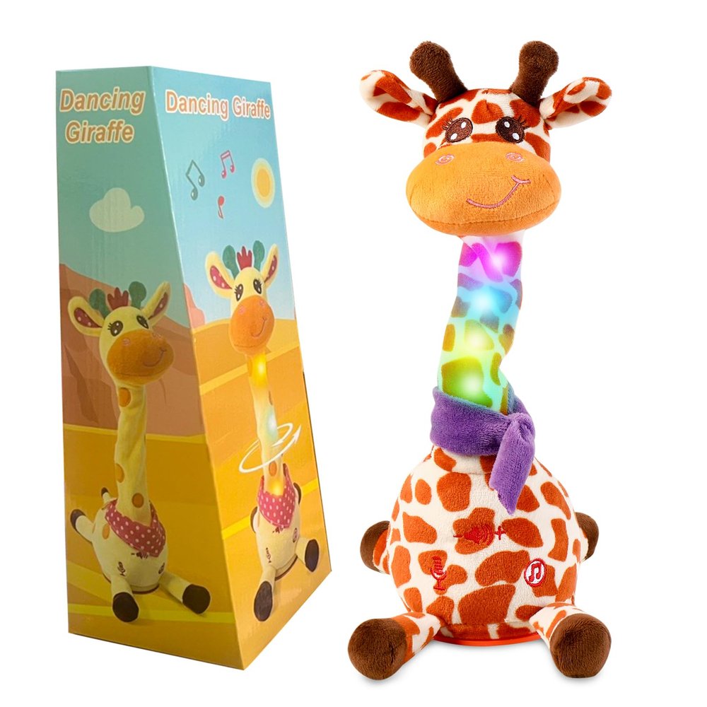Dancing Talking Giraffe Toy for Baby Toddler, Dancing Giraffe Toy Singing Mimicking Recording Repeating What You Say with LED English Sing for Boys Girls Gift, 15 Second Recorde(Adjustable Volume)