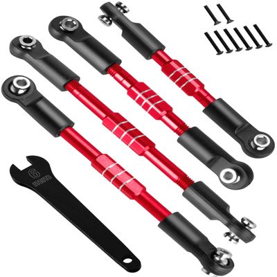 hopsupRC RC Steering Links Composite Link Upgrades Part for 1/10 Gorgon 2WD,Fury 2WD,Fury 223S,Quake 223S,Vorteks 2WD,Vorteks 223S,Aluminium Adjustable Turnbuckles Links,Replace #ARA330753 Red