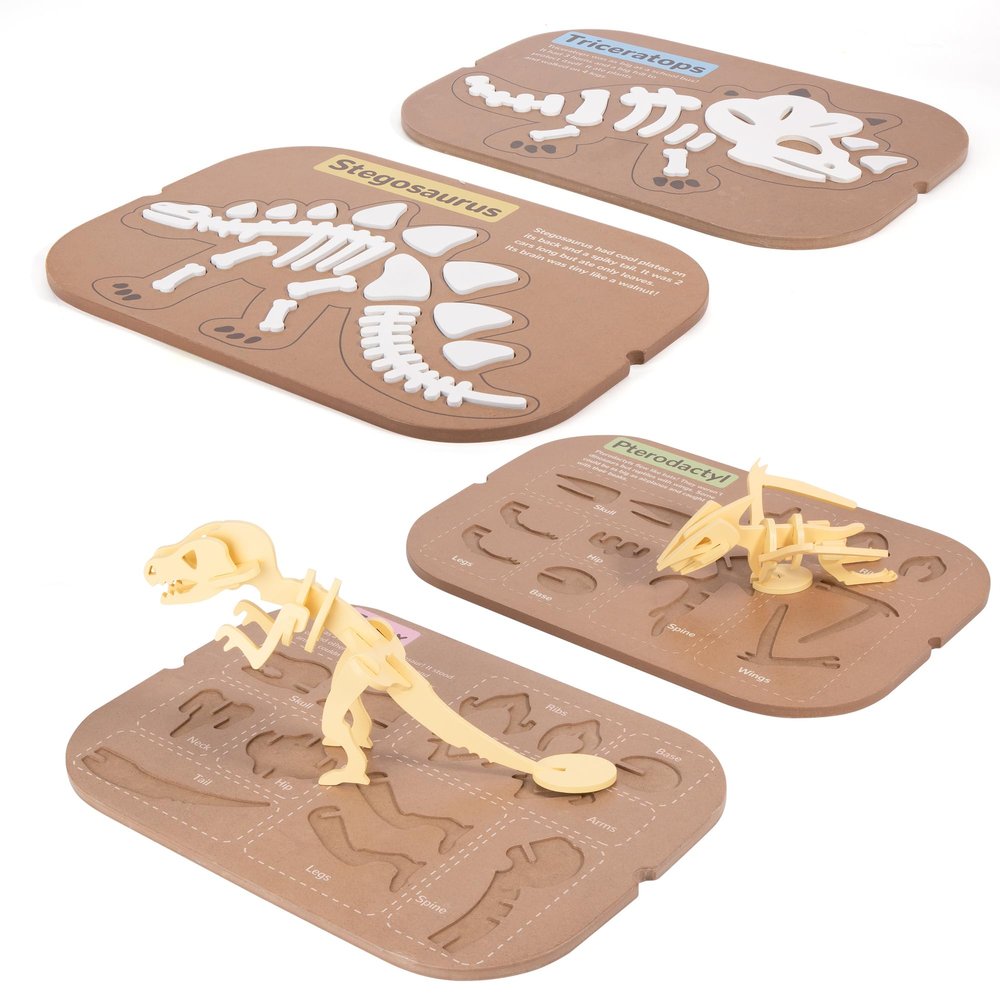Woodtoe 2 PCS Dinosaur Sensory Table Inserts, Double-Sided Dinosaurs Puzzle for Flisat Trofast, 3D Wooden Dinosaur Puzzle, Sensory Sand & Water Table Accessories, Science Toys STEM Kits for Kid Age 3+