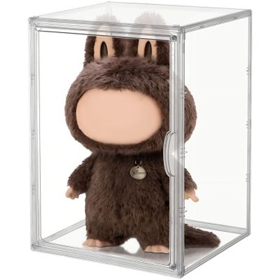 XL Display Case for Big Labubu POP MART Doll - with Magnetic Door, Acrylic Clear Dustproof Large Toy Showcase, Box Stackable Storage Cabinet - Compatible with 24 inch Oversized Plush Dolls
