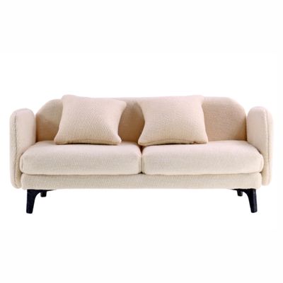 1:12 Dollhouse Colth Couch, Miniature Modern Double Sofa with Pillows, Dollhouse Simple Couch Furniture Accessories for Living Room Bedroom (White)