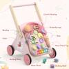 2 in 1 Wooden Baby Walker and Activity Center for Girls Boys Sit-to-Stand Learning Toy Kids Montessori Educational Push Toys with Music Detachable Busy Keyboard for Toddlers view 3