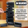 Tumbling Tower Question Game 54 Fun Conversation Starters Questions with Box and Storage Bag Wooden Tumbling Stacking Blocks for Adults Family Night Games Team-Building Get to Know Each Other view 3
