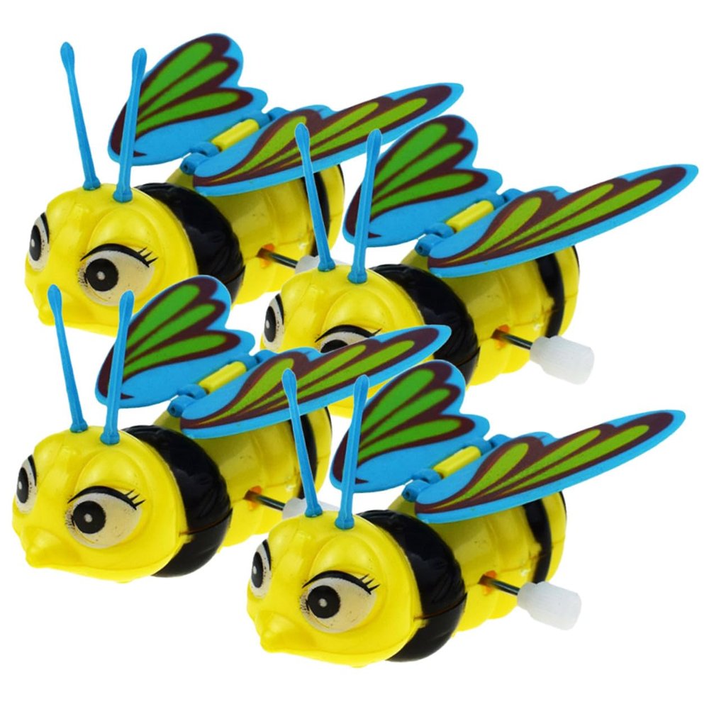 LALADEFIEE 4Pcs Wind-up Bee for Lovely Bee-Shaped Playthings with Smooth Abs Surface Creative Clockwork Insect Models to Cultivate Ability and Enhance Intelligence