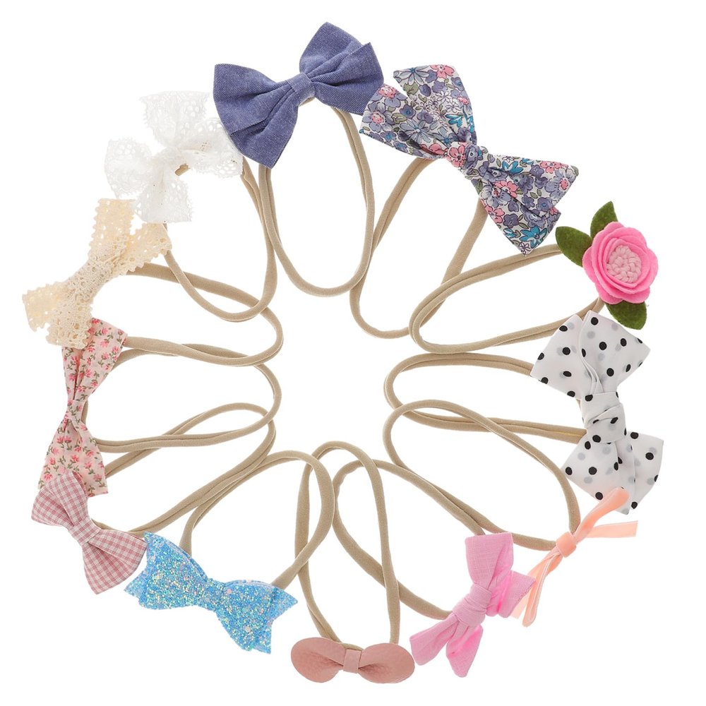 12pcs Girl Bow Headbands Soft Elastic Hairbands for Newborns Photo Props and Daily Wear Comfortable Fit Hair Accessories