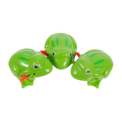 LALADEFIEE 3pcs Wind-up Frog Plastic Clockwork Jumping Spring for S Fun with Bright Green Color Interactive Play Enhances Tactile Skills and Imagination