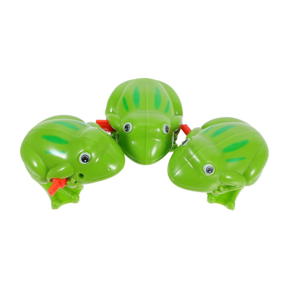 LALADEFIEE 3pcs Wind-up Frog Plastic Clockwork Jumping Spring for S Fun with Bright Green Color Interactive Play Enhances Tactile Skills and Imagination