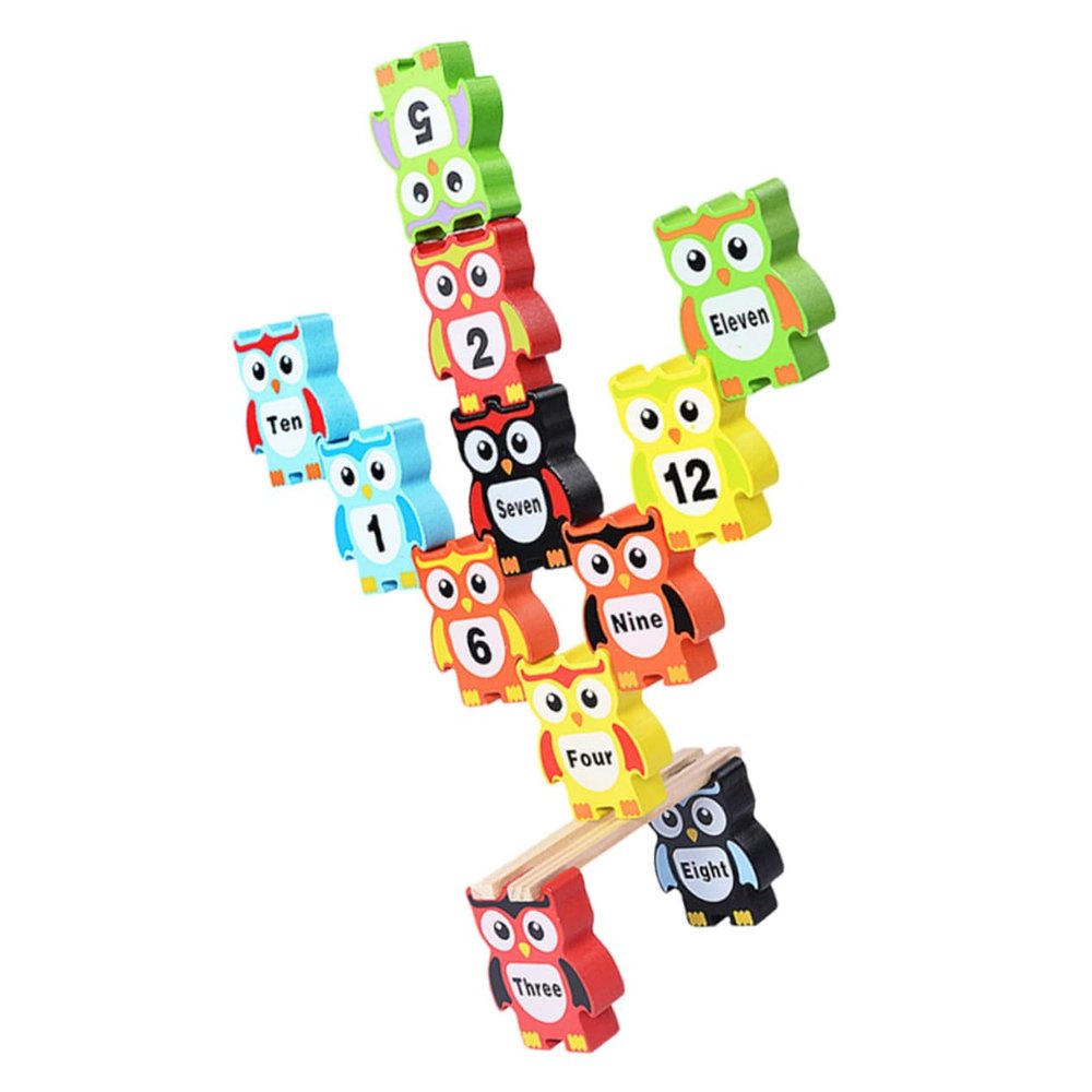COOLHIYA Colorful Owl-Shaped Wooden Building Blocks for Educational Stackable to Develop Balance Patience Imagination Safe Smooth Surface Preschool for Boys