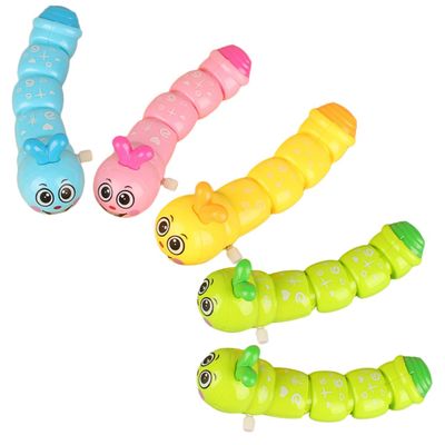 LALADEFIEE 5Pcs Creative Clockwork Caterpillar for Cartoon Crawling with Hand-Eye Coordination Development Wind-up Movement Novelty Animal Random Color