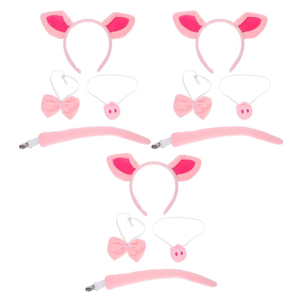 BESPORTBLE 3 Set Pig Animal Costume Accessories Pig Ear Headband Tail Nose And Bow Tie For Halloween Christmas Theme Parties And Cosplay Events