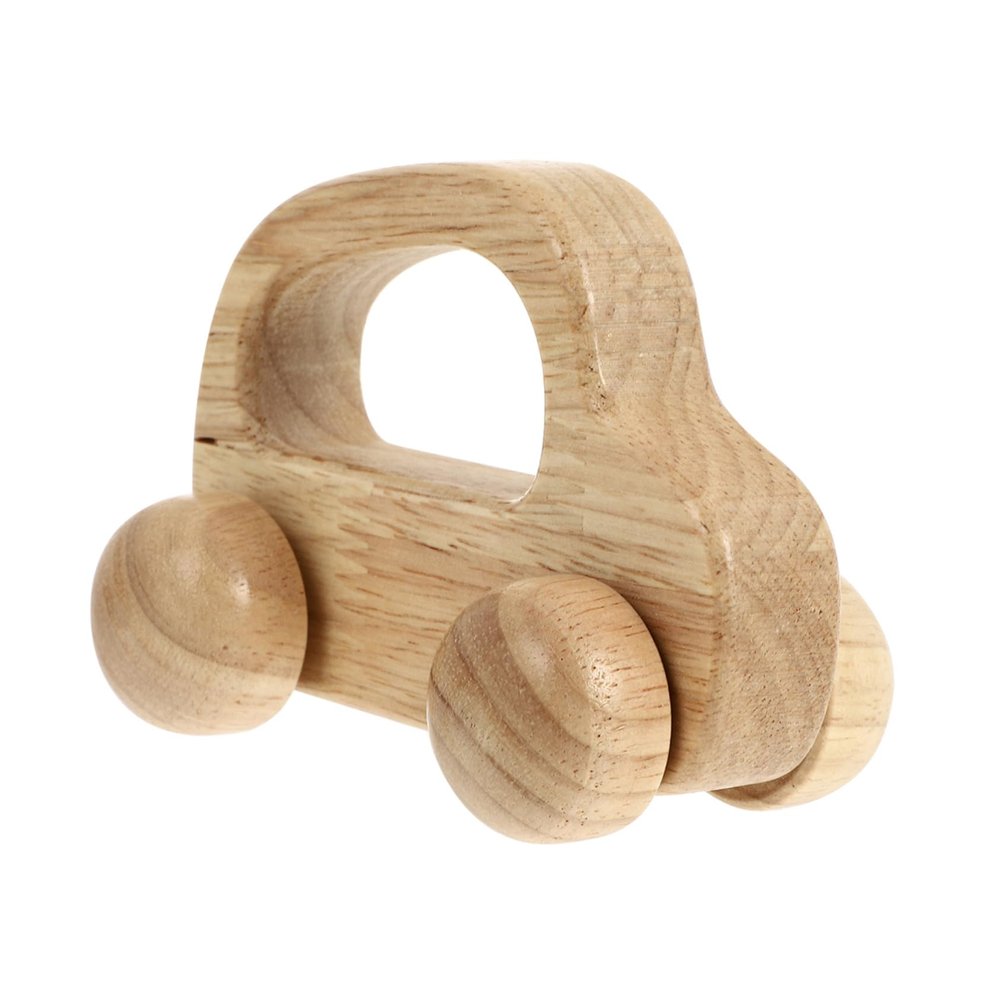WHAMVOX Wooden Push Car for Sensory Skill Development Inertia Vehicle with Smooth Rounded Edges Premium Rubber Wood Construction Safe Grasping and Hand Strength Exercise for Boy Girl