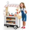 GLACER Grocery Store Pretend Play, Wooden Marketplace Toy Playset w/30 PCS Play Food Accessories, Cash Register & Scale, Market Stand w/Wheels & Beverage Rack, Play Store for Boys & Girls (Grey) view 1