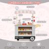 GLACER Grocery Store Pretend Play, Wooden Marketplace Toy Playset w/30 PCS Play Food Accessories, Cash Register & Scale, Market Stand w/Wheels & Beverage Rack, Play Store for Boys & Girls (Grey) view 3