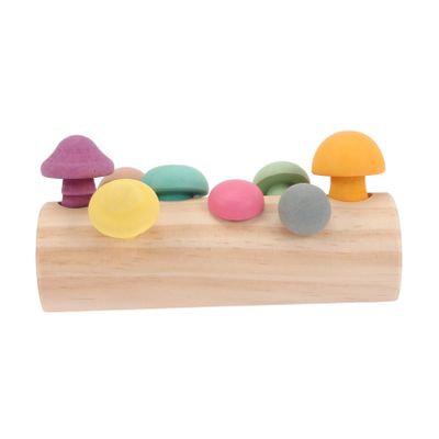 COOLHIYA Wooden Simulation Mushroom Picking with Realistic Mushrooms and Storage Rack Educational Sorting and Matching Game for Fine Motor Skill Development and Creative Play