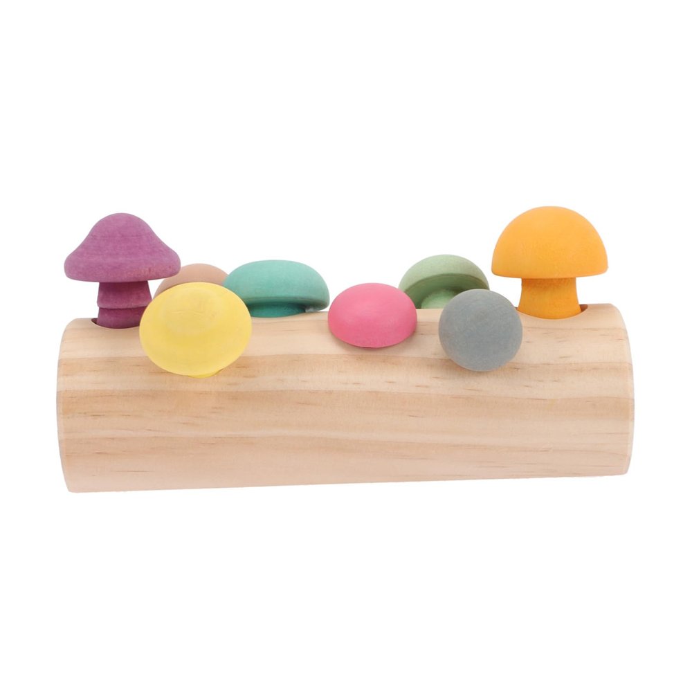 COOLHIYA Wooden Simulation Mushroom Picking with Realistic Mushrooms and Storage Rack Educational Sorting and Matching Game for Fine Motor Skill Development and Creative Play