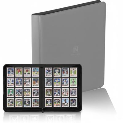 1000+ Pockets Premium Trading Card Binder, 16 Pockets Trading Card Binder Ringless Side Loading Trading,Card Holder Folders for MTG, TCG, Game Cards & Sports Cards(Grey)