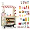 GLACER Grocery Store Pretend Play, Wooden Marketplace Toy Playset w/30 PCS Play Food Accessories, Cash Register & Scale, Market Stand w/Wheels & Beverage Rack, Play Store for Boys & Girls (Green) view 1