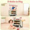 GLACER Grocery Store Pretend Play, Wooden Marketplace Toy Playset w/30 PCS Play Food Accessories, Cash Register & Scale, Market Stand w/Wheels & Beverage Rack, Play Store for Boys & Girls (Green) view 4