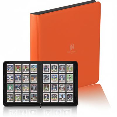 1000+ Pockets Premium Trading Card Binder, 16 Pockets Trading Card Binder Ringless Side Loading Trading,Card Holder Folders for MTG, TCG, Game Cards & Sports Cards(Orange)