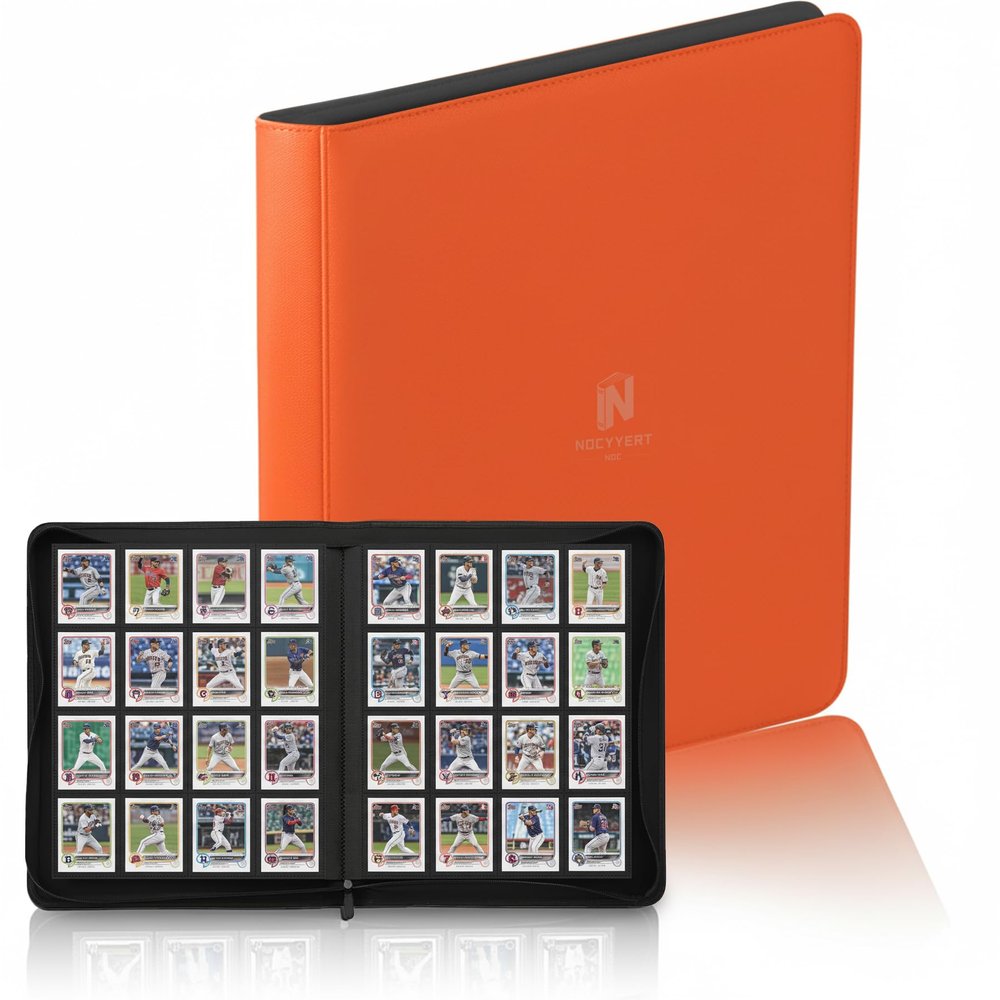 1000+ Pockets Premium Trading Card Binder, 16 Pockets Trading Card Binder Ringless Side Loading Trading,Card Holder Folders for MTG, TCG, Game Cards & Sports Cards(Orange)