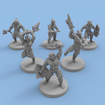 6 Pcs DND Orc Squad Miniature Paintable 3D Printed Models for D&D TRPG Tabletop Game Accessories