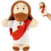 AKAIXI Jesus Hand Puppet Stuffed Jesus Plush Doll 13" Red Bible Story Interactive Catholic Toy Fit Adult Hand Easter Christian Baby Gifts for Kids Toddler Sunday School Church First Communion Baptism view 1