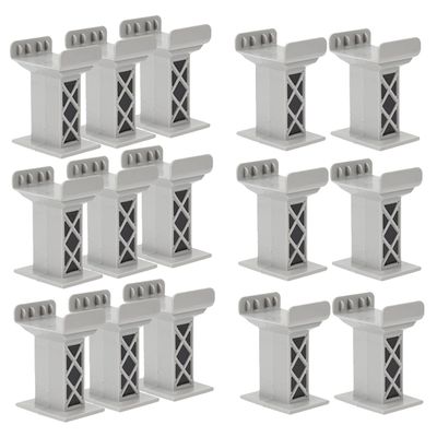 Toddmomy 15pcs Train Bridge Plastic Pier Railway Accessories Track Support Replacement Parts Multi Levels Risers High Level Blocks for Kids Toy Wooden Train Table Supplies