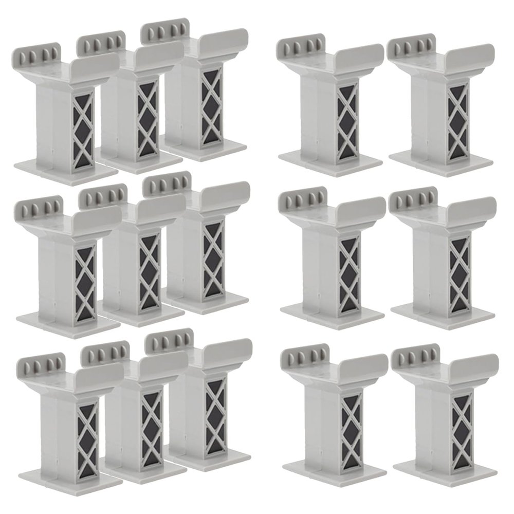 Toddmomy 15pcs Train Bridge Plastic Pier Railway Accessories Track Support Replacement Parts Multi Levels Risers High Level Blocks for Kids Toy Wooden Train Table Supplies