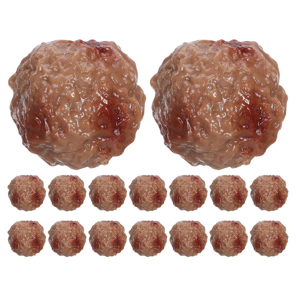 Abaodam 16pcs Fake Beef Meatballs: Imitation Beef Meatball Food Toy Model - Simulated Fake Food for Restaurant Props Kitchen Photography Props Party Festive Display