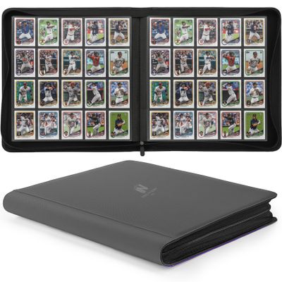 1280+ Cards 20 Pocket Card Binder Collector Card Album Trading Card Binder Ringless Trading Card Album Side Loading Compatible with TCG, Game & Sports Cards (Grey)