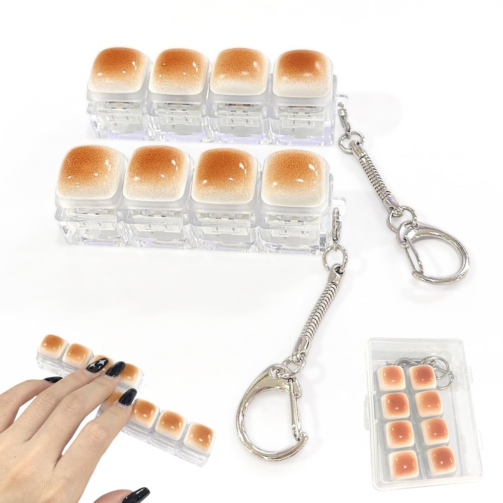 2 Pack Caramel Bread Keyboard Fidget Toy  Crisp Sound,Stress Relief Fidget Clicker Keychain,Quiet Anxiety Toys for Adults at Work, Travel, Home  Anxiety Relief & Focus Boost (Caramel Bread)