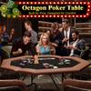 FinerFurnis Poker Table for 8 Players, Octagon Foldable Design with Collapsible Legs and Cup Holders, Casino Quality Texas Holdem and Blackjack Card Gaming Table for Adults-Brown view 2