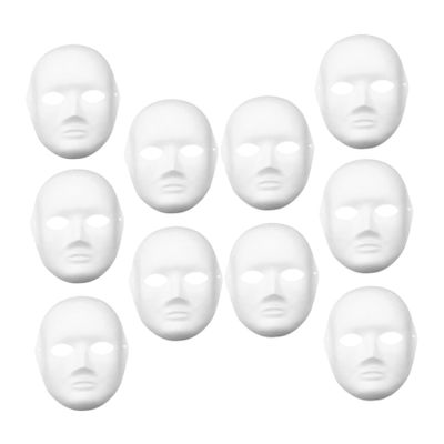 10pcs White Paper Masquerade Masks DIY Cosplay Accessories Lightweight Blank Costume Masks for Parties Performances and Crafts