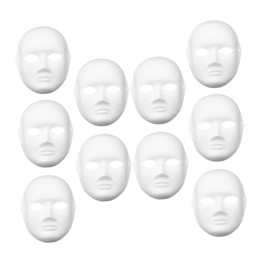 10pcs White Paper Masquerade Masks DIY Cosplay Accessories Lightweight Blank Costume Masks for Parties Performances and Crafts